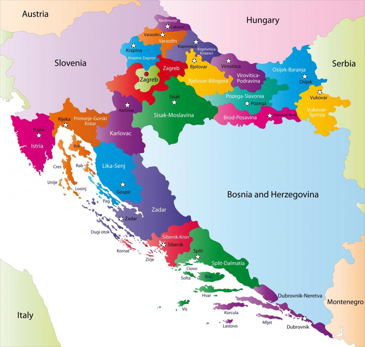 Kaart Van Kroatien Karte Vogels