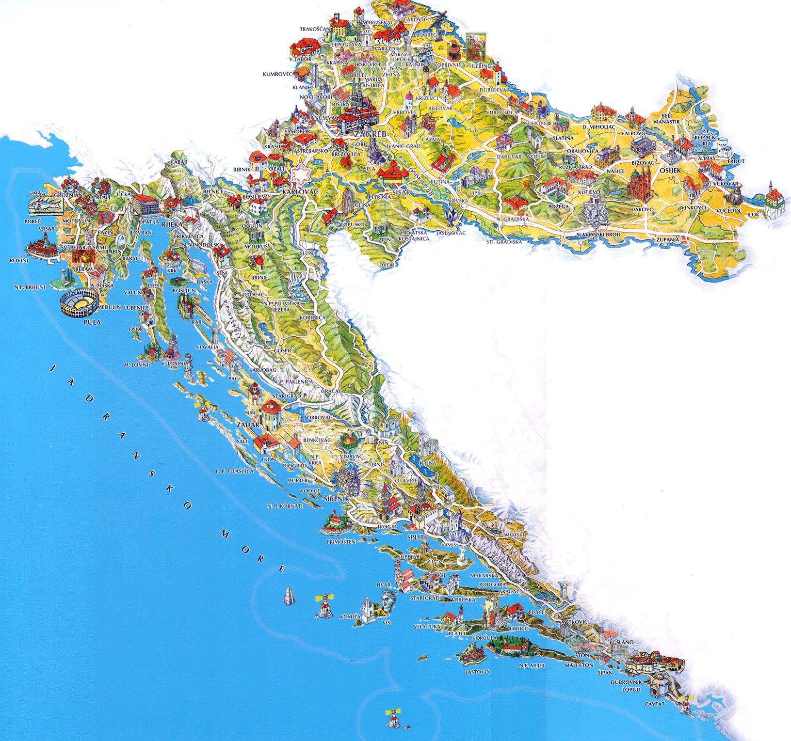 places to visit croatia map