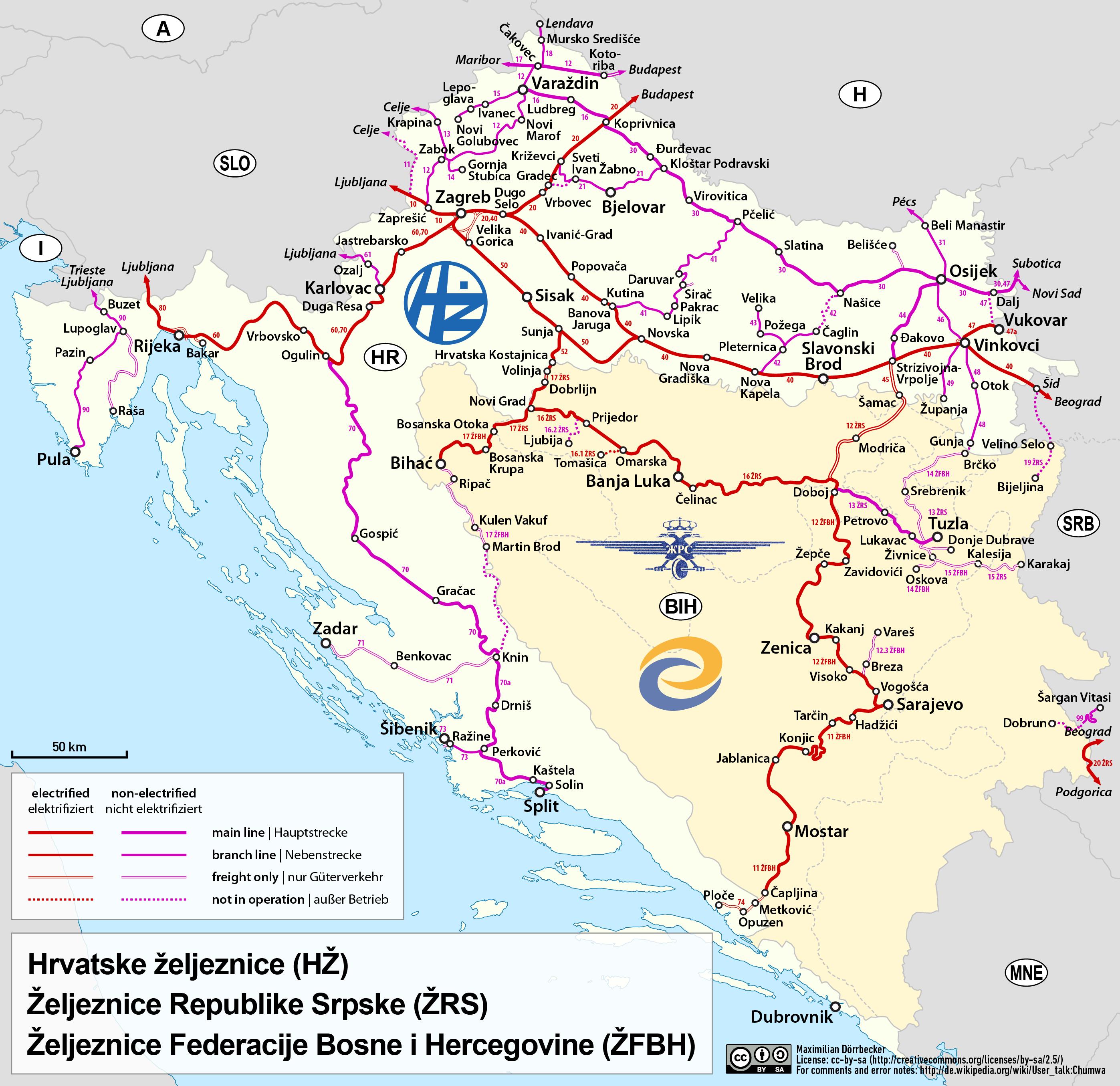 Croatia Rail Map 