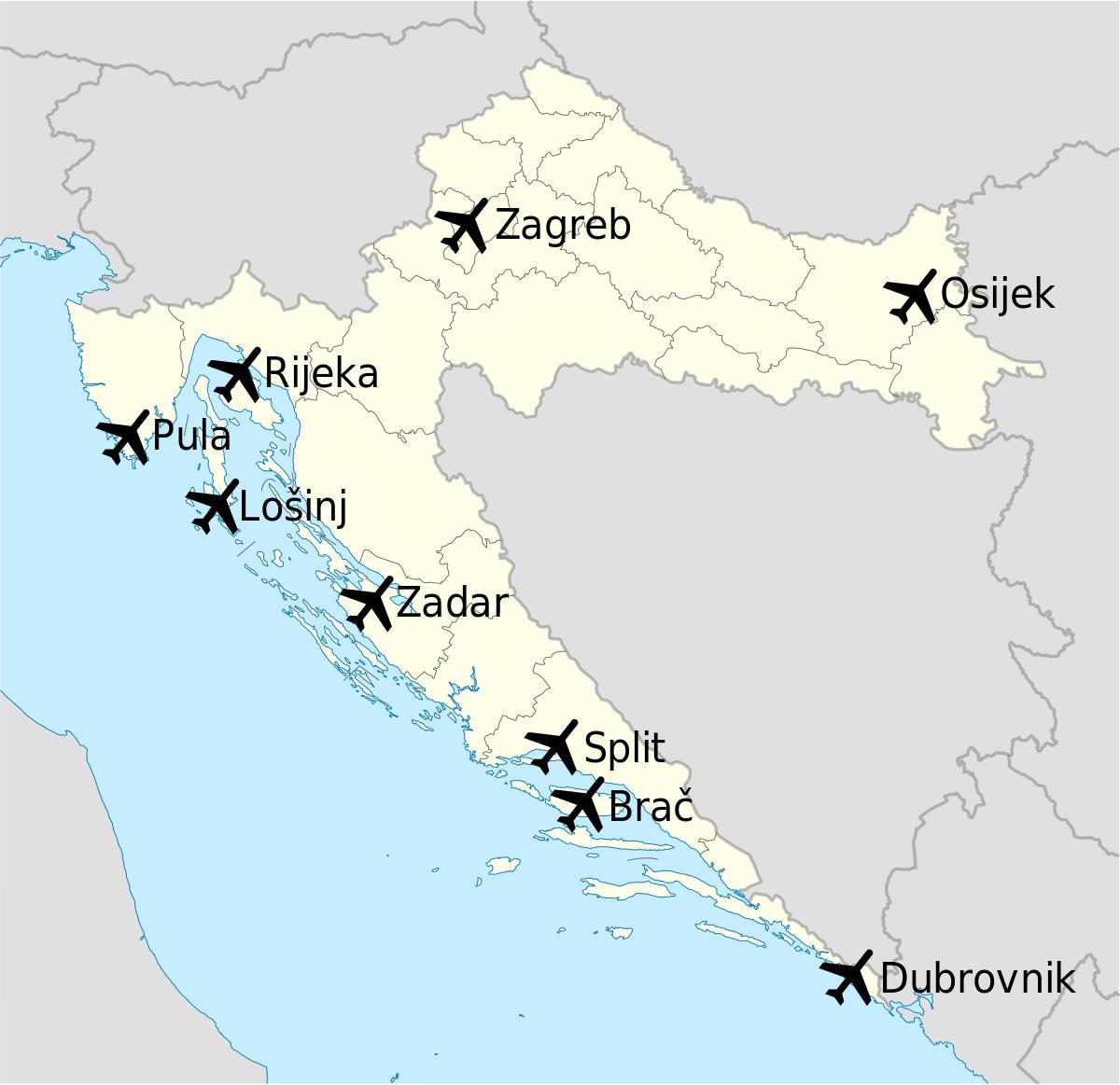 Map of Croatia airports