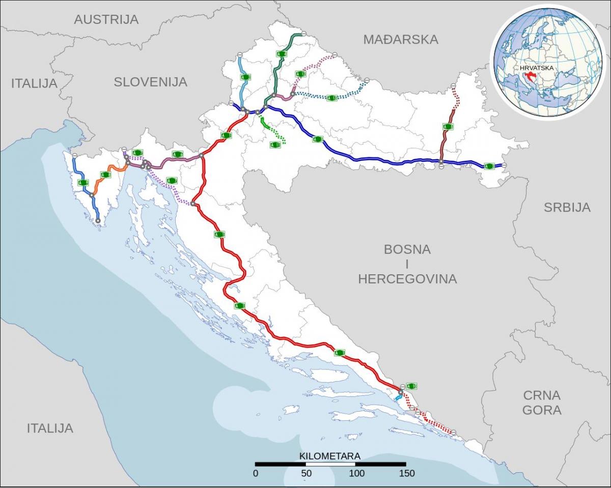 Motorway map of Croatia