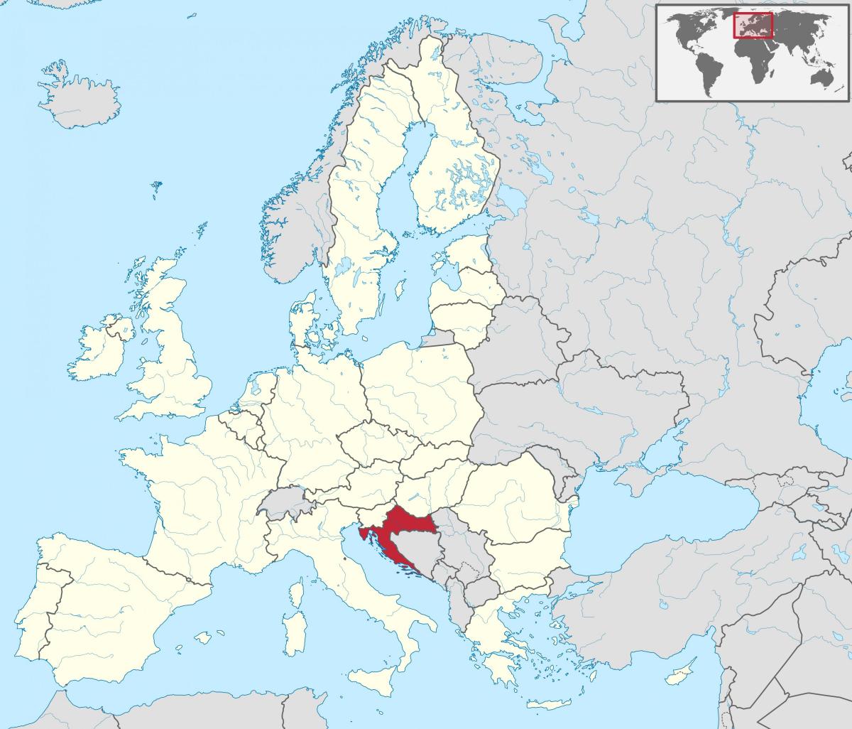 Croatia location on the Southern Europe map