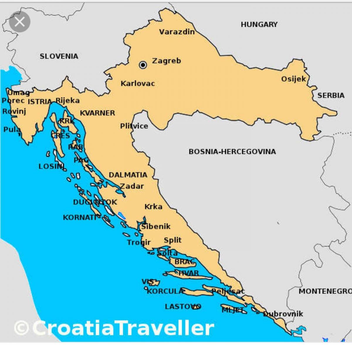 Croatia on a map