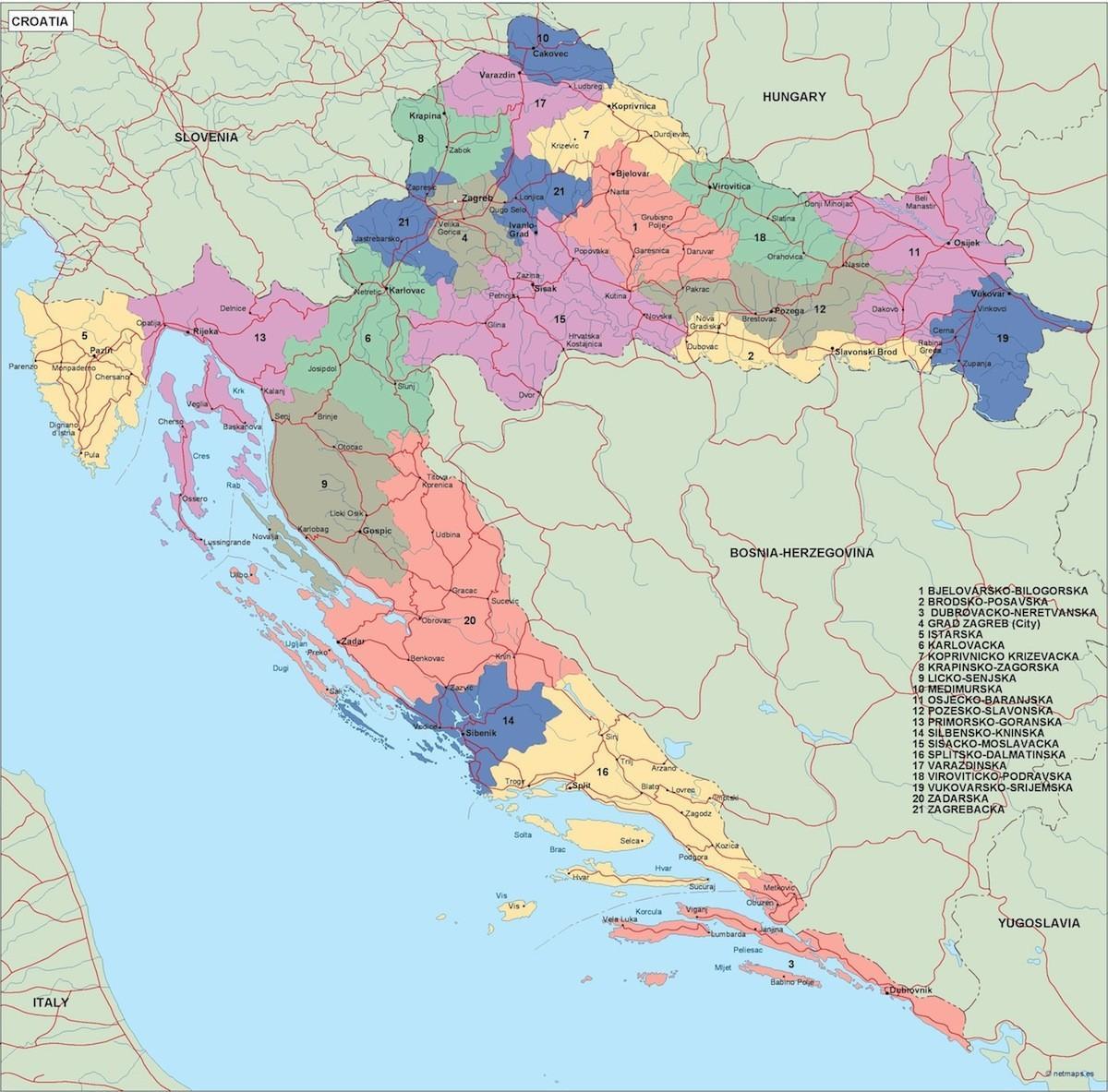 Croatia state map